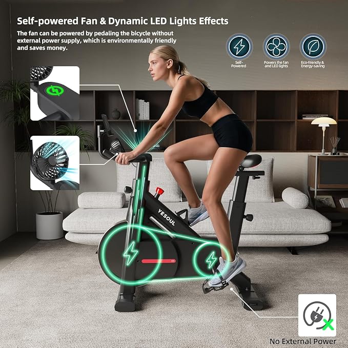 Yesoul Exercise Bike, Stationary Bike for Home with Magnetic Resistance | Smart Bluetooth Tracking, Quiet Magnetic Resistance, Tablet Mount and 350 lb Capacity for Home Gym Cycling Workouts