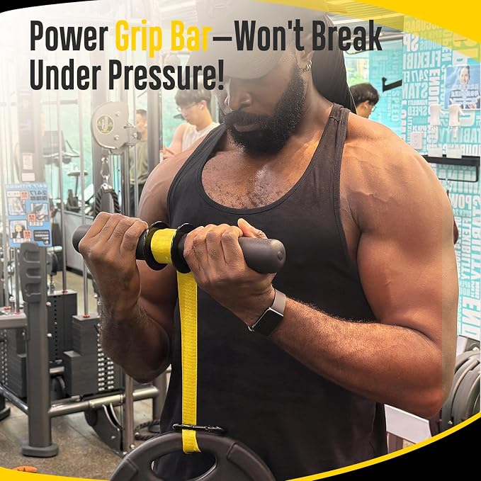 FitBeast Forearm Strengthener & Forearm Exerciser, Wrist Roller | Forearm strength trainer with thick handle and adjustable strap. Ideal for grip strength, muscle building and rehabilitation.