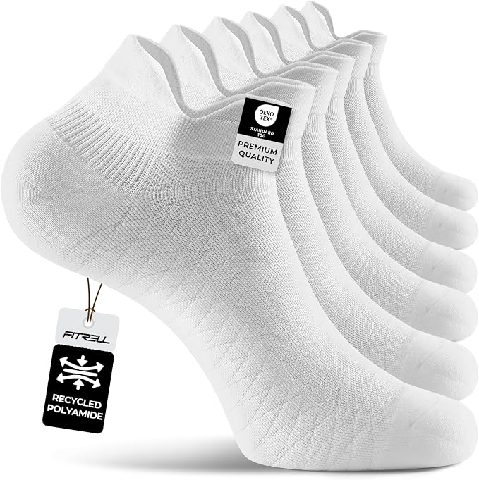 FITRELL Ankle Compression Socks for Women & Men - 5/6 Pairs Cushioned Arch Support Running Socks, Plantar Fasciitis Relief