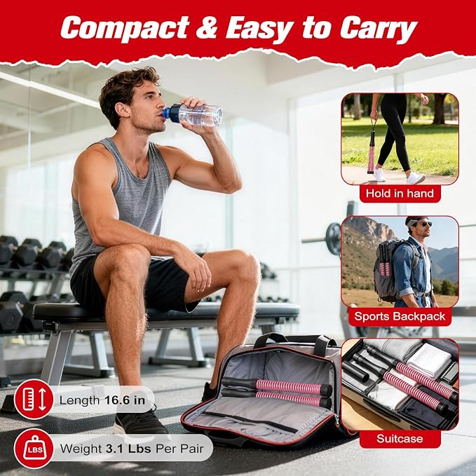 Relife Ropeless Battle Ropes，Weighted Cordless Battle Ropes for Home Gym | Portable Home Gym Equipment for HIIT, Strength Building, Low-Impact Cardio for Men & Women