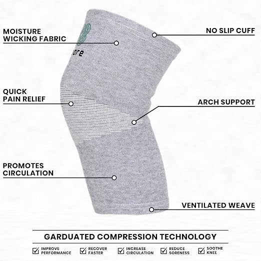 Bamboo Charcoal Knee Sleeve - Elastic Warm Knee Brace for Arthritis Bamboo Compression Knee Sleeve for Men and Women Meniscus Tear, Joint Pain Relief, Injury Recovery (Medium (35-42cm Thigh))