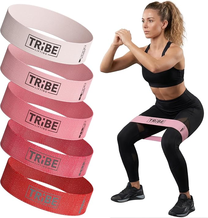 Fabric Resistance Bands for Working Out, 5-Band Set for Legs and Glutes | Booty bands for women and men, 5 resistance levels, for glute activation, hip training, squats, lunges and physical therapy
