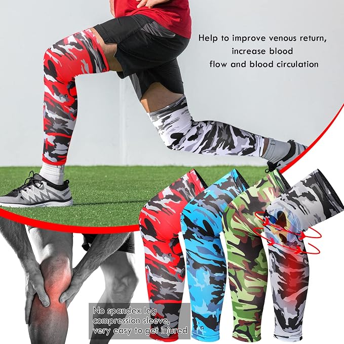 Tatuo Leg Sleeves Compression Long Knee Sleeve UV Protect for Men Women Sport Basketball Football
