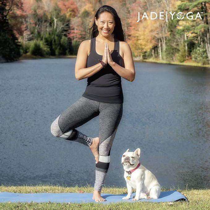 JadeYoga Travel Yoga Mat - Packable, Lightweight, and Portable Yoga Mat - Non-Slip Natural Rubber Mat for Women & Men - Great for Yoga, Home, Gym, Pilates, Fitness, and Stretching
