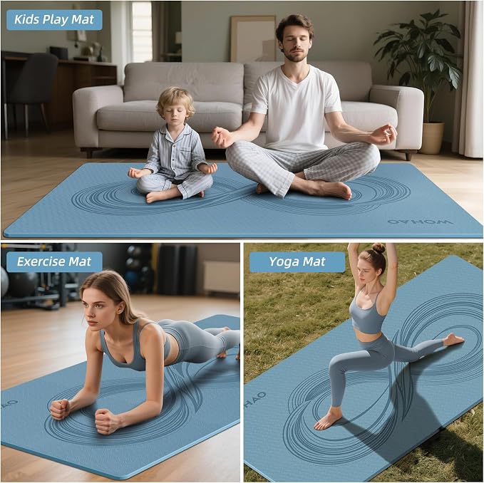 Large 76"x40"x0.4" Yoga Mat | Extra Width & Thick, Non-Slip Exercise Mat, Versatile for Stretching, Yoga Studio, Gym, Home & Indoor/Outdoor Workouts