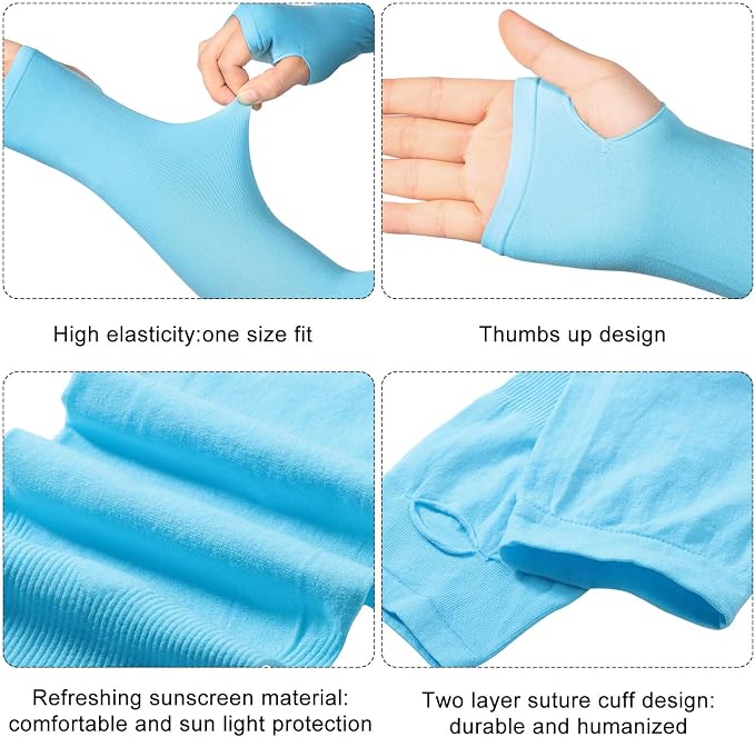 SATINIOR 8 Pairs Sun Protection Cooling Arm Sleeves Upper Compression Sleeve Plus Size Slimming Arm Shaper Wrap for Women
