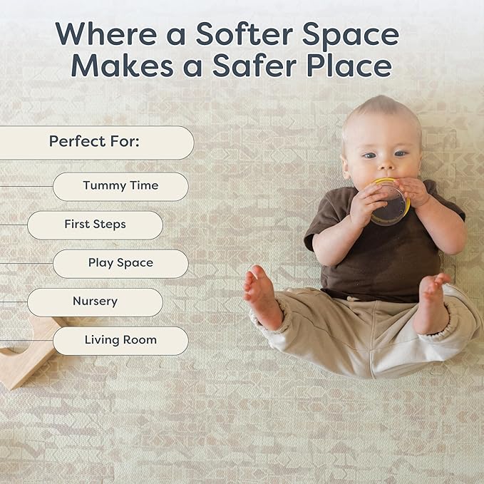 Little Landings Baby Play Mat for Floor - Sandstone (4x6ft) - Premium EVA Foam Play Mat for Babies & Toddlers (Ages 0-5+) Non-Toxic Playmat for Tummy Time, Crawling & Playroom - Stylish & Comfortable