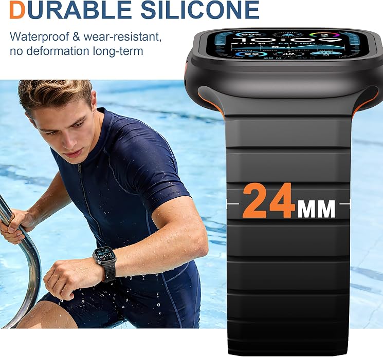SNBLK Magnetic Band Compatible with Apple Watch Bands for Men 44mm 45mm 46mm 49mm 42mm 41mm 40mm 38mm Women, Secure Silicone Sport Loop Magnet Strap for iWatch Ultra 3 2 1 SE Series 11 10 9 8 7 6 5 4