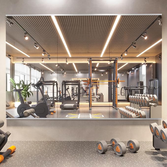 pertetey Home Gym Mirror, 67X24 Inch(Each)-3Pack Large Frameless Tempered Glass Full Body Wall Mounted Mirror for Gym, Yoga, Exercise, Dance Studio