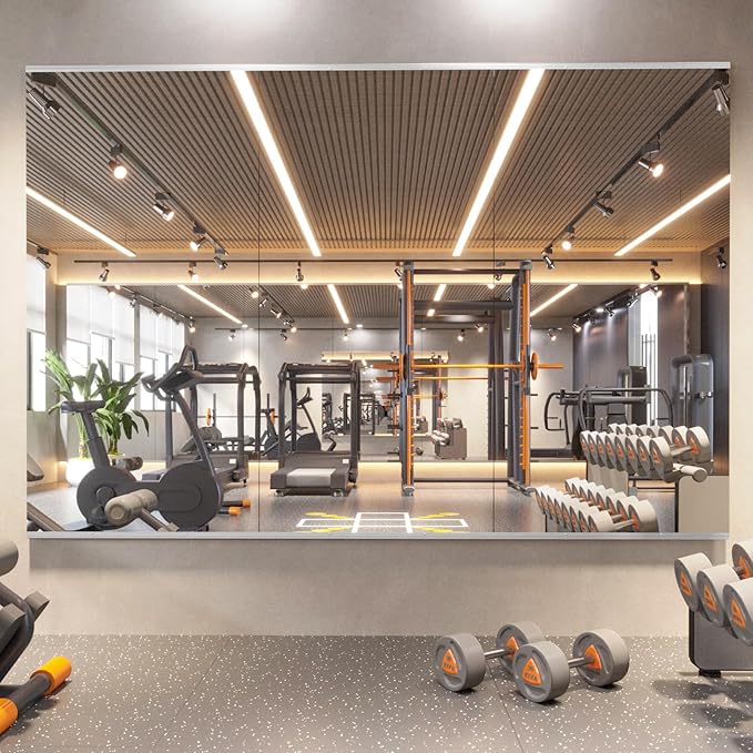 pertetey Home Gym Mirror, 48X30 Inch(Each)-3Pack Wall Mounted Large Frameless Tempered Glass Mirror, Idea for Gym, Yoga, Bedroom, Dance Studio, Living Room