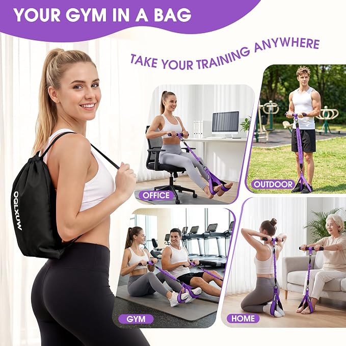 Upgraded Multifunction Pedal Resistance Band with Handle, Adjustable Foot Pedal Resistance Bands for Core, Arm, Legs, Body Strength, Portable Home Gym Workout Equipment for Men & Women