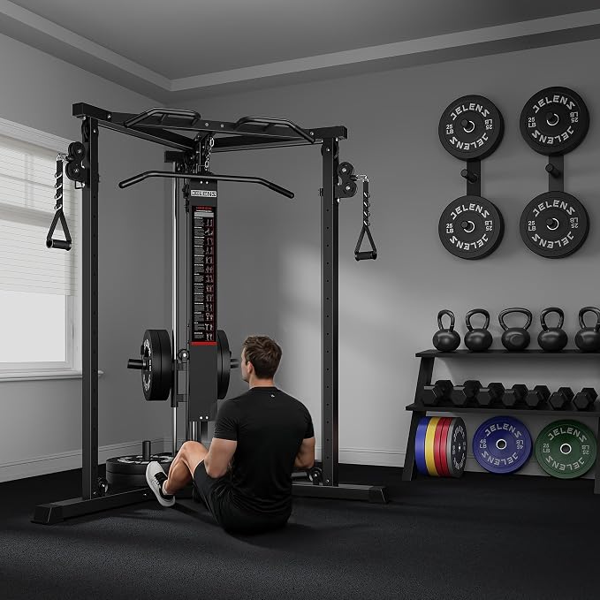 CC01 Cable Crossover Machine with High and Low Pulley System, Functional Trainer with Pull Up Bars and Optional Bundle, Cable Machine for Home Gym Power Workout