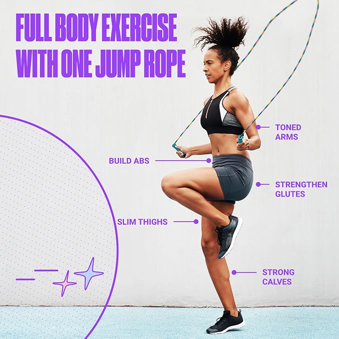 Sportbit Custom-Fit Beaded Jump Rope – Adjustable Length for Kids & Adults, Men & Women – Durable Fitness Rope for Gym & Home