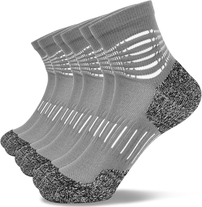 IRAMY Ankle Compression Socks for Women Men Plantar Fasciitis Relief 3/5 Pairs Cushioned Athletic Running Socks