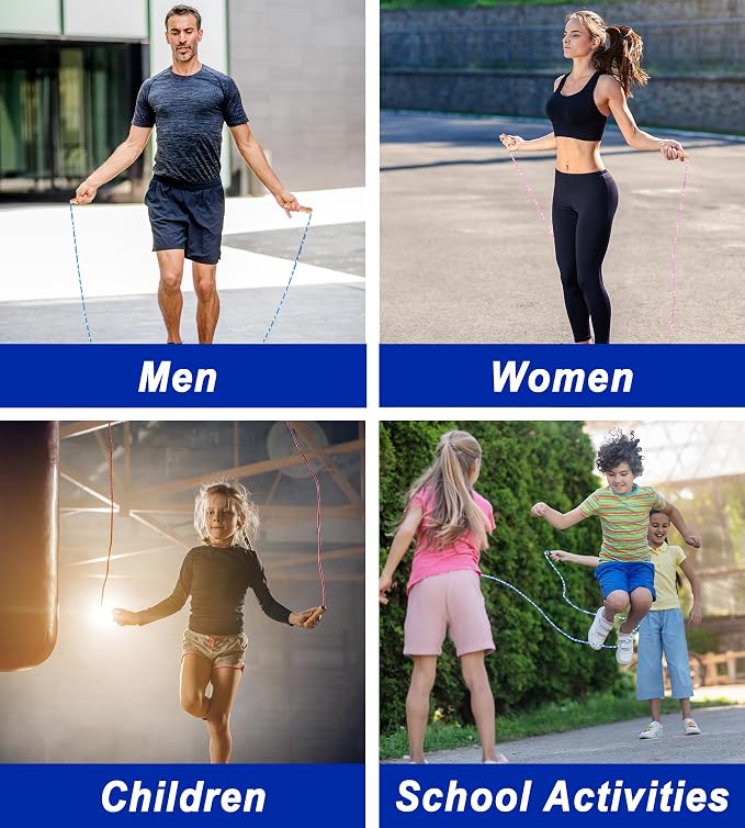 Jump Rope for Women Men Kids, EGOSKY Adjustable Wooden Handle Skipping Rope for Adult Boys Girls Fitness Exercise Outdoor Activity (Blue)