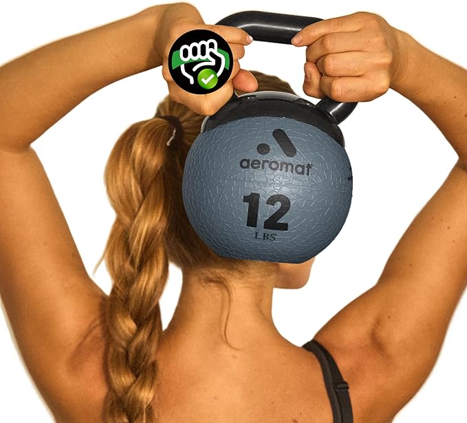 Aeromat Elite Mini Kettlebells – Weighted Exercise Medicine Ball with Anti-Slip Grip & Wide Handle, Strength Training Kettlebell for Squats, Workouts, & Home Gym Use