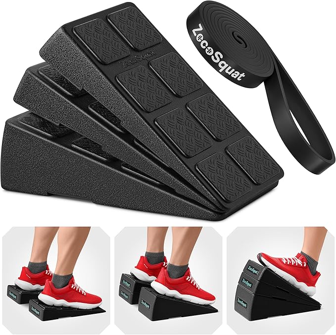 Squat Wedge Block Set of 3/5 - 960 LBS Capacity - Slant Board for Calf Stretching with 5 Stackable Angles - Calf Stretcher Slant Board - Workout Equipment - EPP Material for Exercise Equipment & Physical Therapy