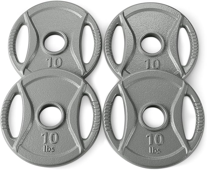 Amazon Basics 2-Inch Olympic Grip Weight Plates, Cast Iron, for Powerlifting, CrossFit & Strength Training
