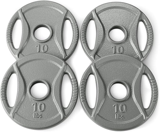 Amazon Basics 2-Inch Olympic Grip Weight Plates, Cast Iron, for Powerlifting, CrossFit & Strength Training