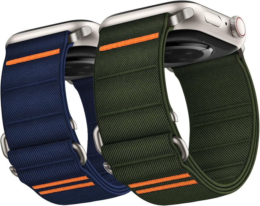 Suitisbest 2 Pack Sport Band Compatible with Apple Watch Ultra Band 49mm 46mm 45mm 44mm 42mm 41mm 40mm 38mm, Stretchy Sport Loop Strap for iWatch Series 11 10 9 8 7 6 5 4 3 2 1, SE 3 2 1, Ultra 3 2 1