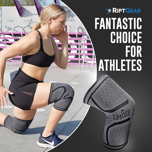RiptGear Knee Compression Sleeve - Braces for Knee Pain - Compression for Arthritis, Meniscus Tear, Running, Walking - Support for Women and Men - Sleeves Weightlifting (X-Large, Gray (1 Pack))