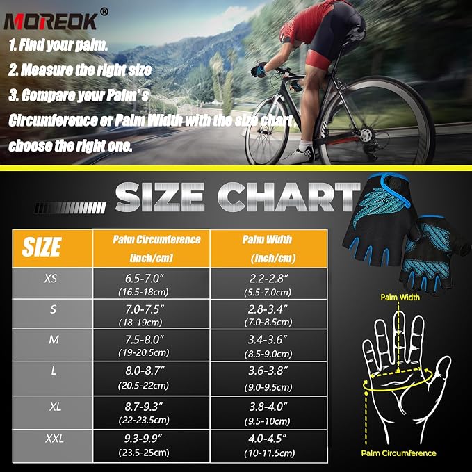 Cycling Gloves Bike Bicycle Gloves, Half Finger 5MM Gel Anti-Slip | Biking Gloves for Men Women Gym workout exercise Motorcycle Hiking Rowing Outdoor Sports