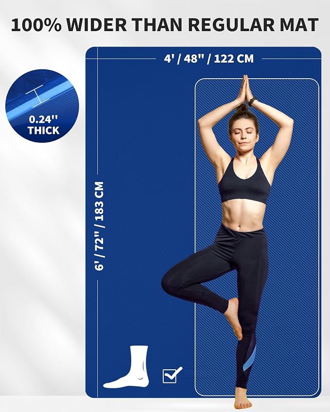 CAMBIVO 72''x48'' Large Yoga Mat, Extra Thick TPE Workout Mat | extra large exercise mat, non-slip TPE cushioning for joint relief, pilates stretching, apartment noise dampening