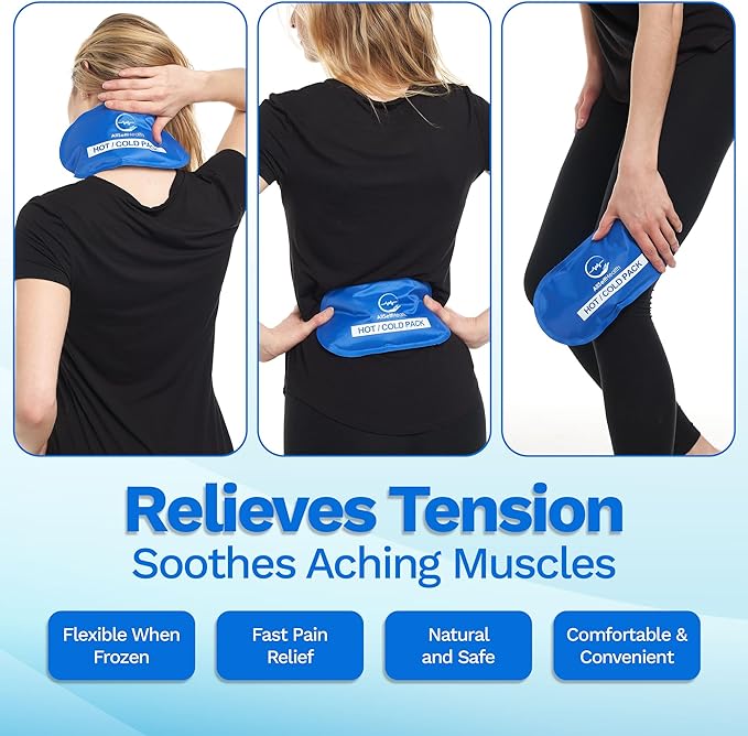 4 Pack Reusable Ice Packs for Injuries, Soft Gel Ice Packs for Sprains | Cold Compress for Swelling and Pain Relief, Bruises and Recovery, 10.5"x5" Leak-Resistant