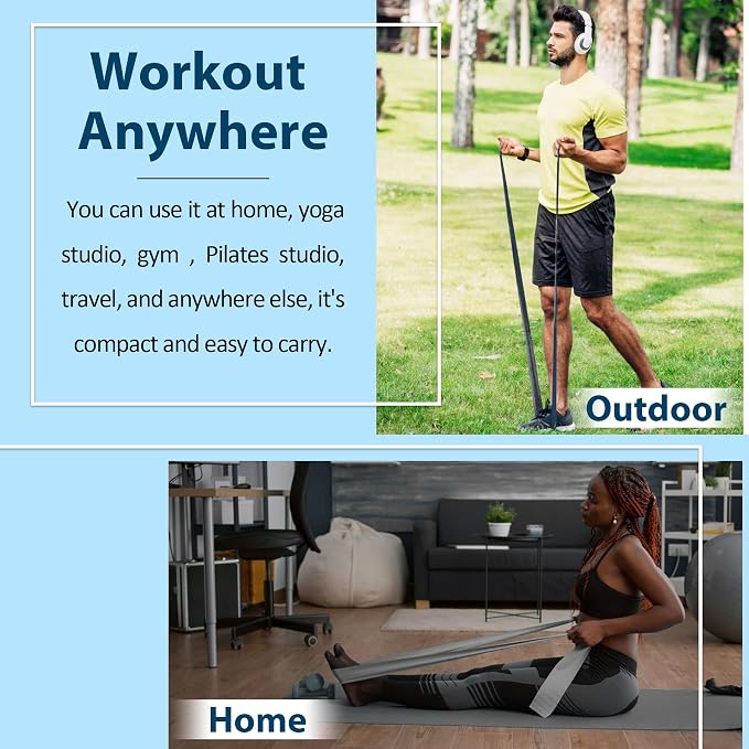 Resistance Bands Set for Physical Therapy, Rehab, Yoga and Pilates | Latex-Free elastic exercise bands suitable for rehab, yoga, Pilates, gym workouts, stretching, and home exercise