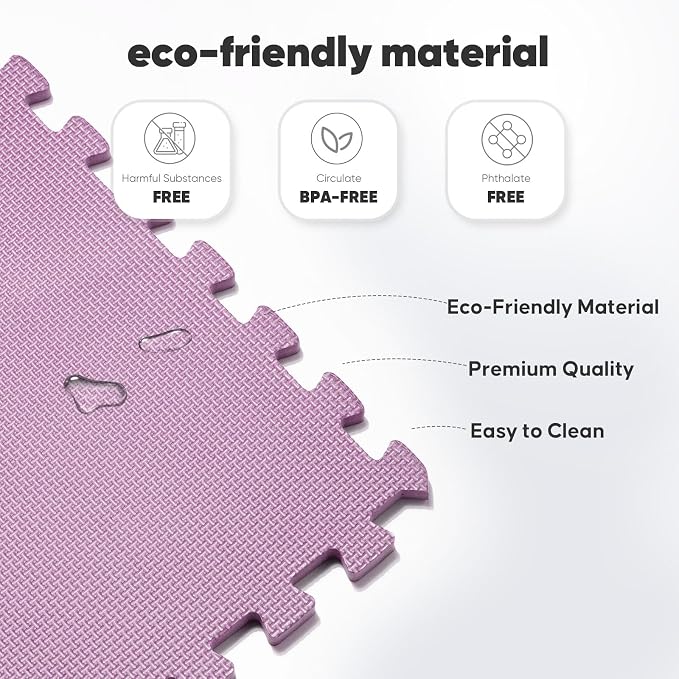 24 Pack 96 sqft Home Gym Mat, Puzzle Exercise Mat, EVA Interlocking Foam Floor Tiles for Home Workout Equipment and Kids' Play Areas - Blue, 24 in x 24 in x ½ in - (Pink, 24 Pack(96 SQ FT))
