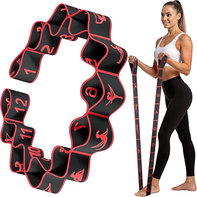 Resistance Bands, Stretch Band for Exercise, Physical Therapy, Rehab & Flexibility, Home Gym Equipment for Yoga, Pilates, Dance, Gymnastics, Number Loop Elastic Strap for Leg and Hip Stretches