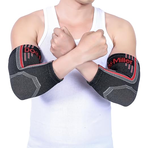 Doc Miller Elbow Compression Sleeves for Tendonitis, Women & Men, 1 Pair | Compression support, Arm Brace, Tennis Injuries, Bursitis Relief, Tendon Care, Active Use, Sports & Recovery