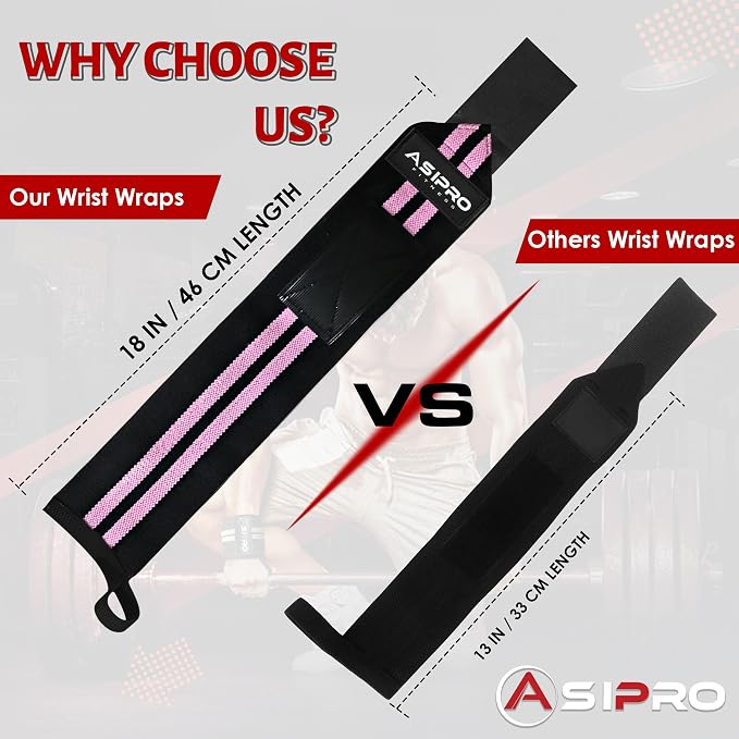Wrist Wraps for Weightlifting 18" Wrist Straps for Weightlifting Weight Lifting Wrist Wraps for Men & Women, Muñequeras para Gym Wrist Support for Working Out, Gym Wrist Wraps for Powerlifting