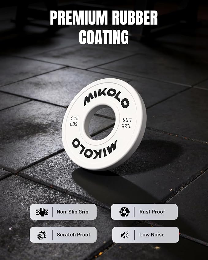 Mikolo Change Weight Plates 1.25LB 2.5LB 5LB Set Fractional Plates Set Bumper Plates for Cross Training Fit 2 Inch Barbells Strength Training Weight Plates