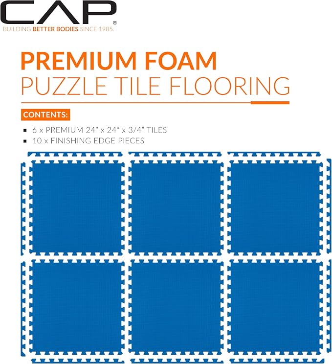 CAP Puzzle Exercise Mats | 3/4” Thick EVA Interlocking Foam Tiles for Home Gym Flooring | Multiple Options