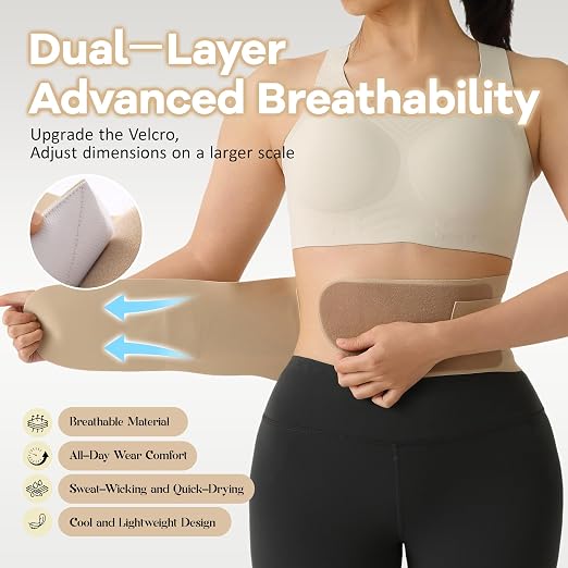 Ultra Thin Back Brace for Back Pain Relief, Skin Color, XL(WAIST:36"-43")