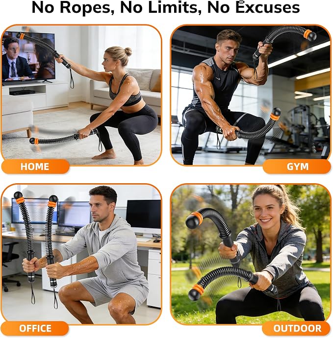 Upgrade Weighted Ropeless Battle Ropes, Adjustable Cordless Battle Rope – Portable Battle Ropes for Home Gym Workout, HIIT & Cardio Full Body Training Exercise Rope for Strength Training Men & Women