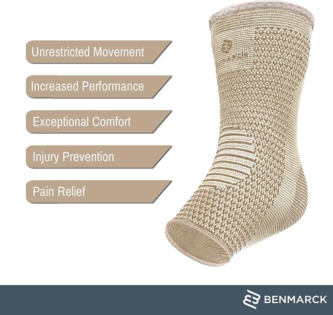 Benmarck Achilles Tendon Support Brace, Plantar Fasciitis Sock, Ankle Compression Sleeve For Running, Tendonitis and Flat Feet Relief