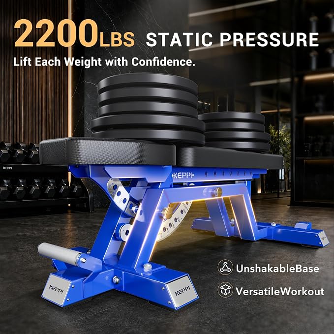 Keppi Fitness Bench6000 Weight Bench, Commercial Grade FID Workout Bench | 2200lb Flat Capacity, 11 Back&8 Seat Specialized Angles for Serious Lifters, 97lb Frame Weight with above 1 Gauge Support
