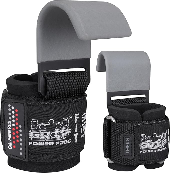 Weight Lifting Rod Hooks Heavy Duty Wrist Wraps Power Weight Lifting Training Gym Grips Straps Set of 2