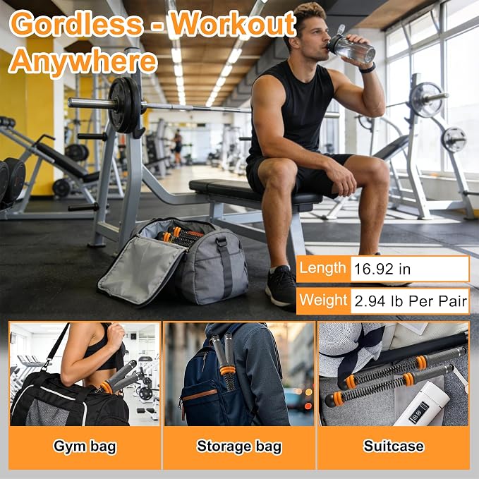 Ropeless Battle Ropes with Adjustable Weights Battle Ropes for Home Gym Exercise, 2PCS Weighted Workout Equipment for Low-Impact, Strength & HIIT, for Men & Women