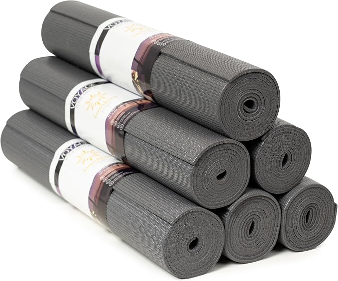 Voyage 5mm Studio Yoga Mats, 6 Pack, 72x24in | Extra Long, Anti-Tear Exercise Mats for Workout, Stretching, Fitness - Non Slip Gym Mats for Home, Schools and Studios