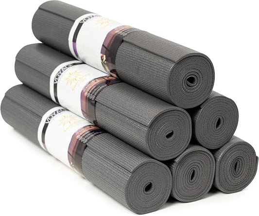 Voyage 5mm Studio Yoga Mats, 6 Pack, 72x24in | Extra Long, Anti-Tear Exercise Mats for Workout, Stretching, Fitness - Non Slip Gym Mats for Home, Schools and Studios