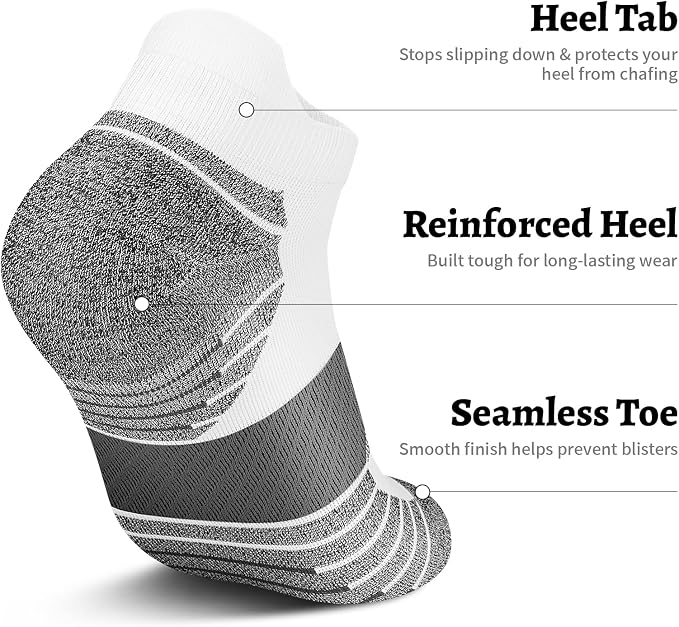 Ankle Compression Socks for Women 6 Pairs Running Socks with Arch Support | Athletic Womens Ankle Socks for Running, Gym, Workouts, Long-Distance Walking, Travel, Daily Use, Relieve Plantar Fasciitis