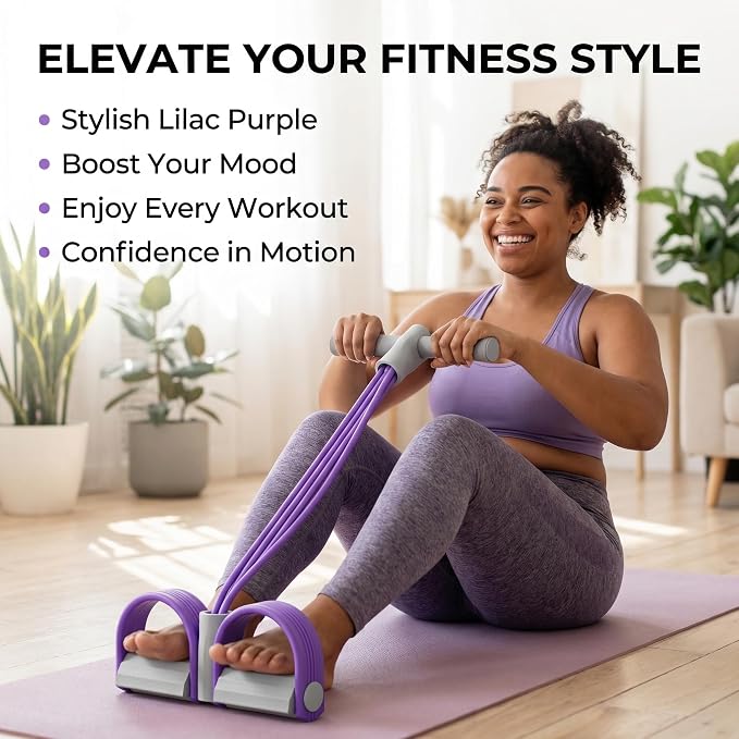 6-Tube Pedal Resistance Band with Handles, Multifunction Foot Pedal Resistance Band, Natural Rubber Fitness Band for Workout and Stretching, Abdomen, Waist, Arm, Leg(White)