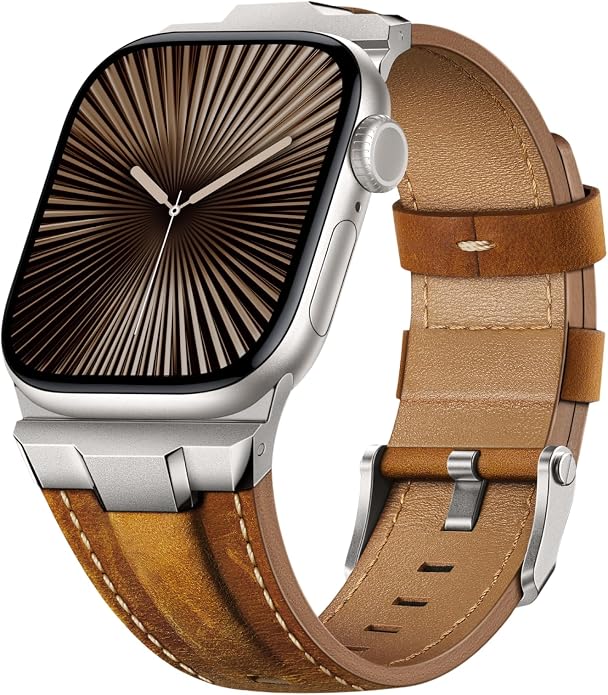 Suitisbest Leather Band Compatible for Apple Watch Ultra Band 49mm 46mm 45mm 44mm 42mm 41mm 40mm, Genuine Leather Replacement Strap for iWatch series 11 10 9 8 7 6 5 4 3 2 1, SE 3 2 1, Ultra 3 2 1