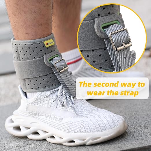 Tenbon Ankle Support Drop Foot Brace Orthosis - Comfort Cushioned Adjustable Wrap Compression For Improved Walking Gait, Prevents Cramps Ankle Sprains (Gray)