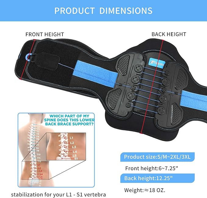 LSO Back Brace with Maximum Decompression Plate(L/XL fit belly 33.75-47") | Adjustable Arch Back Support,Dual Pulley System Lumbar Support Belt for Herniated Disc,Spine Stenosis,Sciatica,Scoliosis