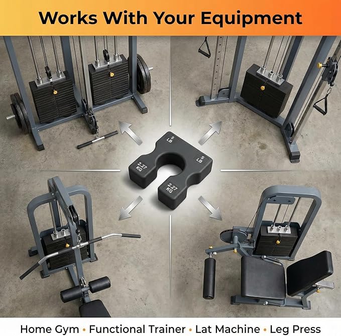 2.5 LB and 5 LB Weight Stack Add On – Weight Stack Adapter Plate for Home Gym & Exercise Machines, Add Resistance to Weight Stack, Incremental Weight Adjustments for Improved Strength Training Results