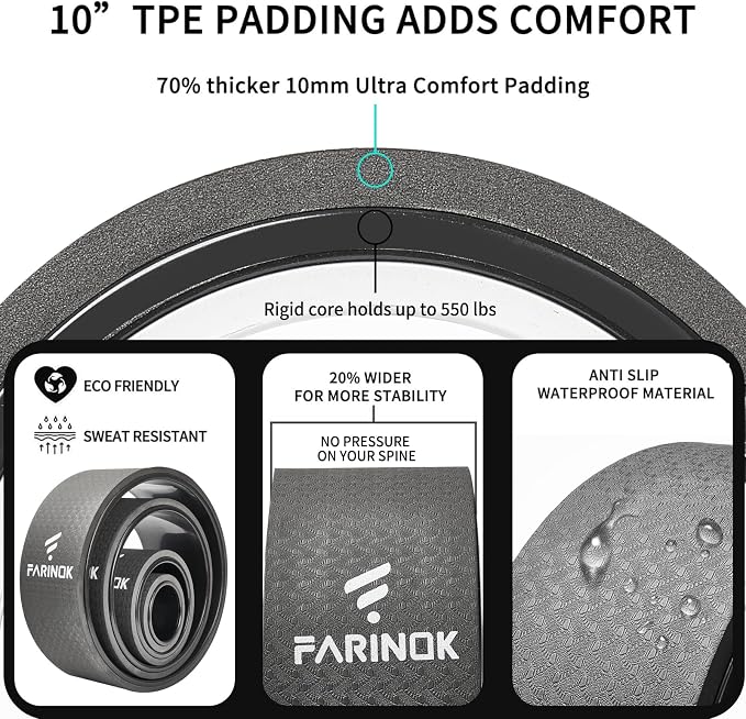 Yoga Wheel for Back Pain Relief, Back Roller Wheel with Extra Cushion | Wider & Thickest Foam, Stretches and Strengthens Core Muscles